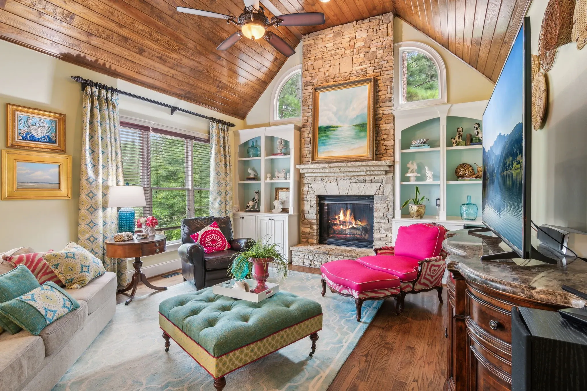 Warm layered living room interior